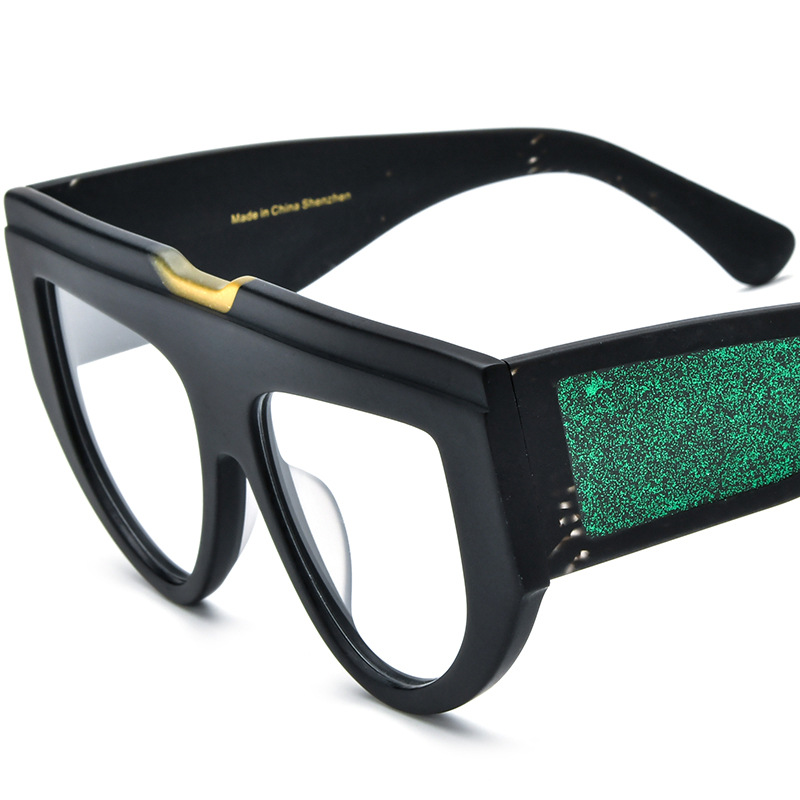 Multi-Color Patchwork Cat's Eye Frosted Plate Glasses Frame - Image 4