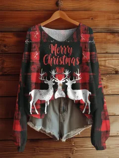 AutumnWinter V-Neck Loose 3D Knitted Sweater For Women - 13 Style-L - View 1