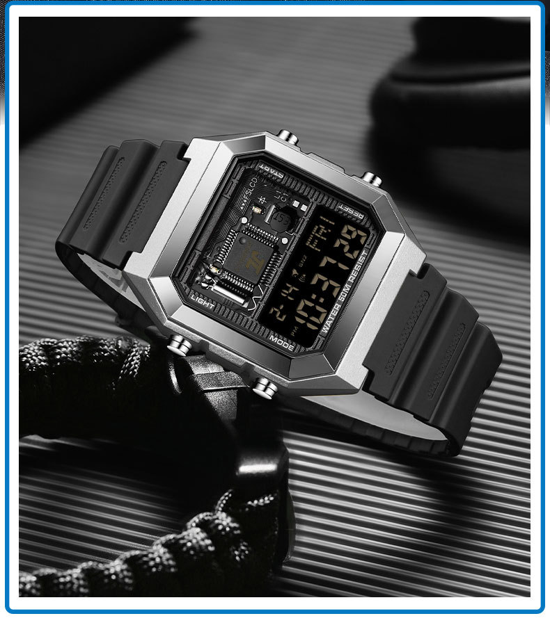 Sanda 6216 Square Waterproof Sports Digital watch for Men Students