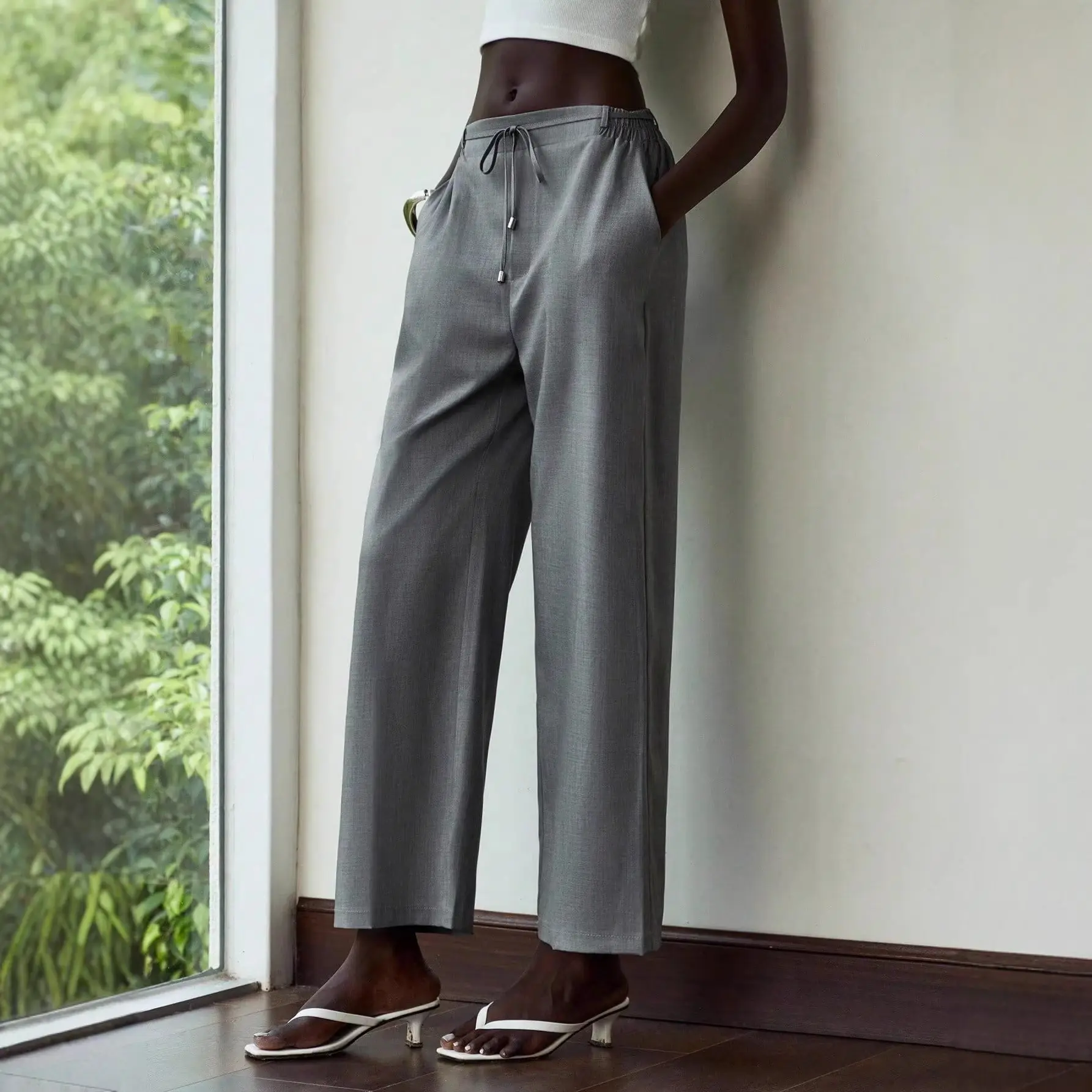 Fashionable Casual Straight-Leg Suit Pants