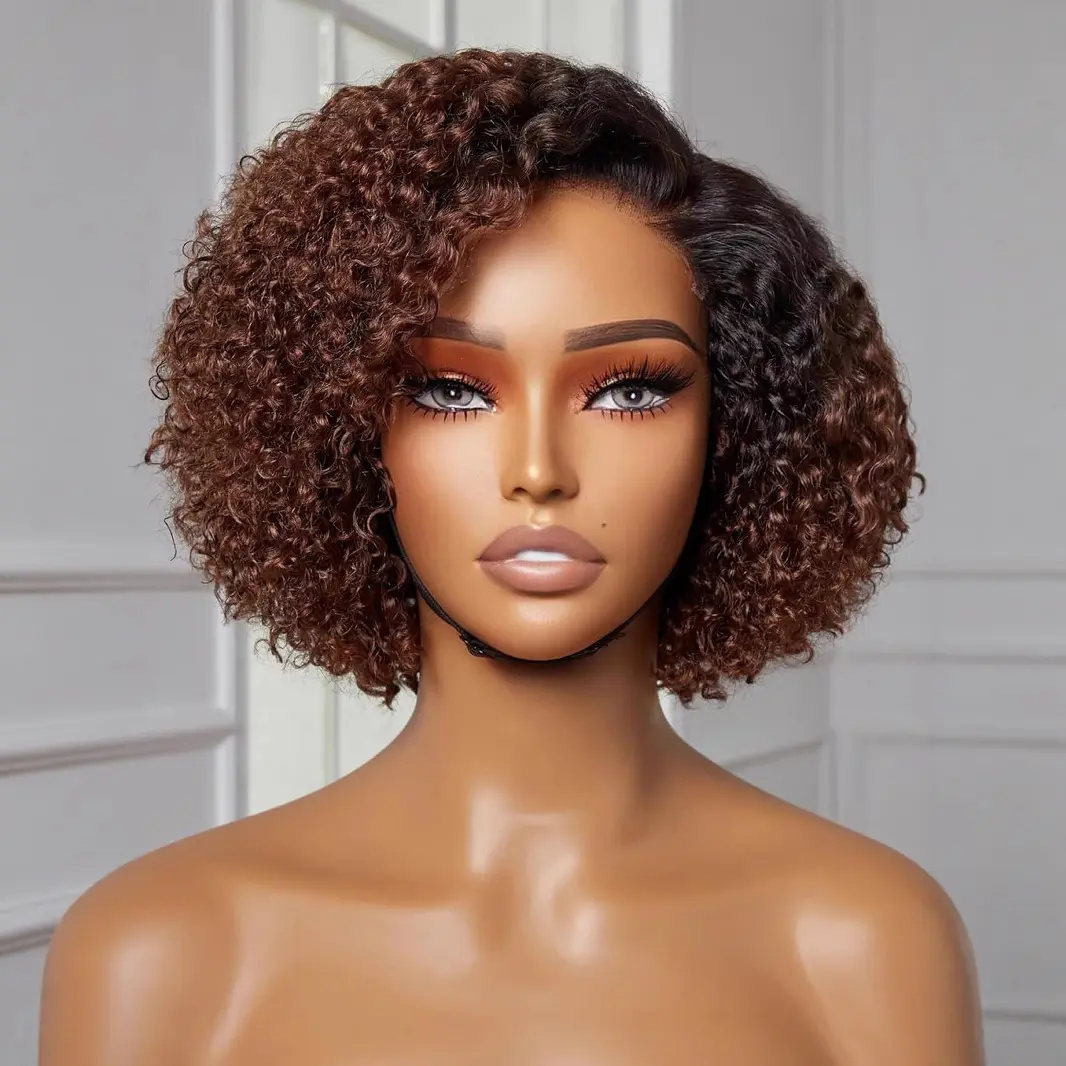 Wig Fashionable Synthetic Cap Brown Side-Parted Short
