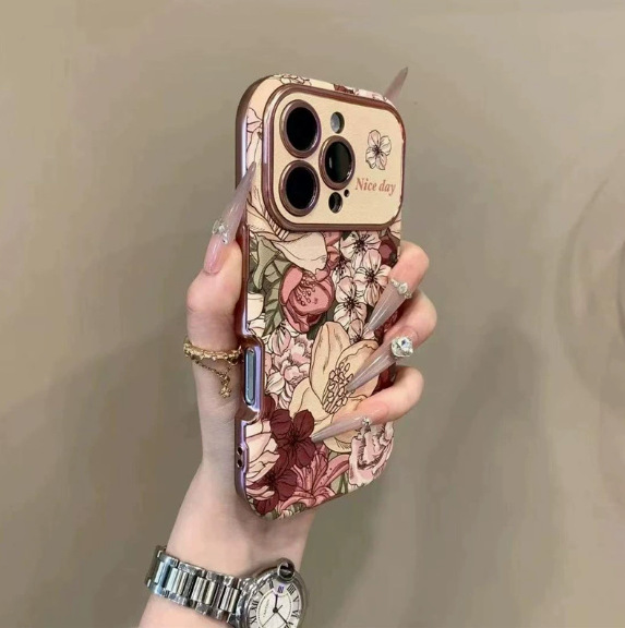 Retro Oil Painting Flower Designed Leather Phone Case 6