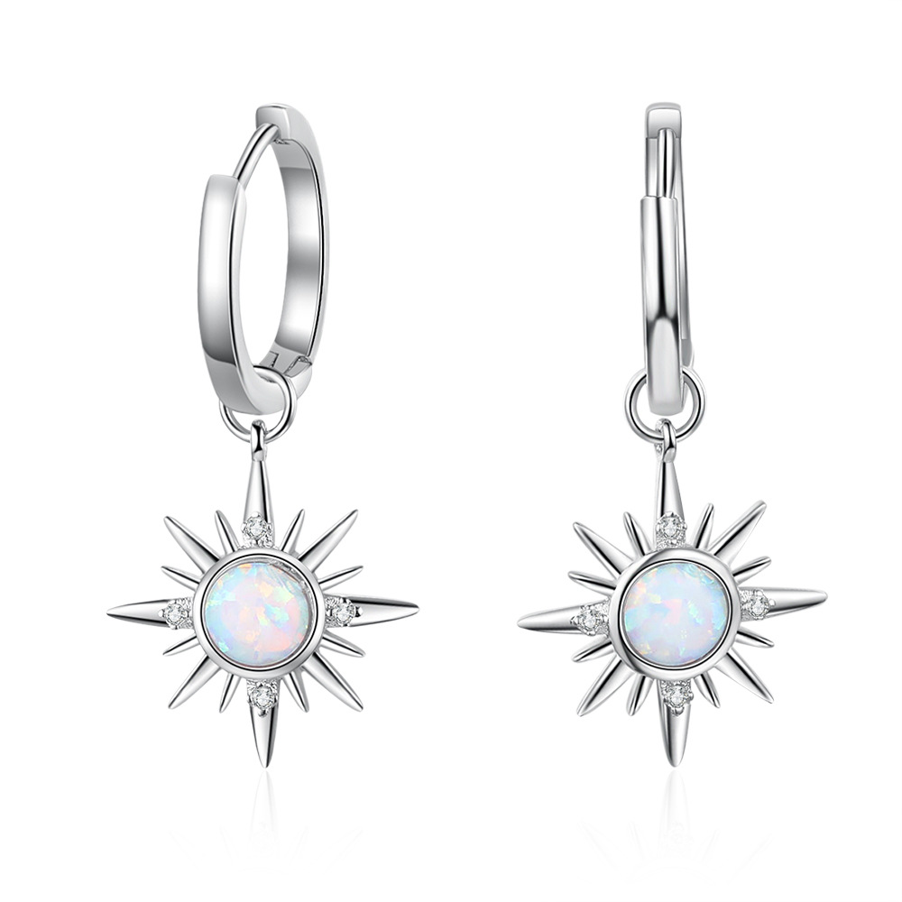 European And American Graceful And Fashionable Opal S925 Silver Earrings
