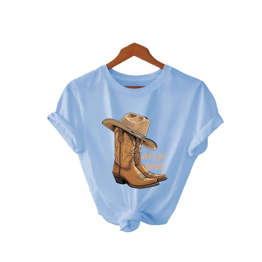 Cotton T-shirt Female Martin Boots Hat Printing