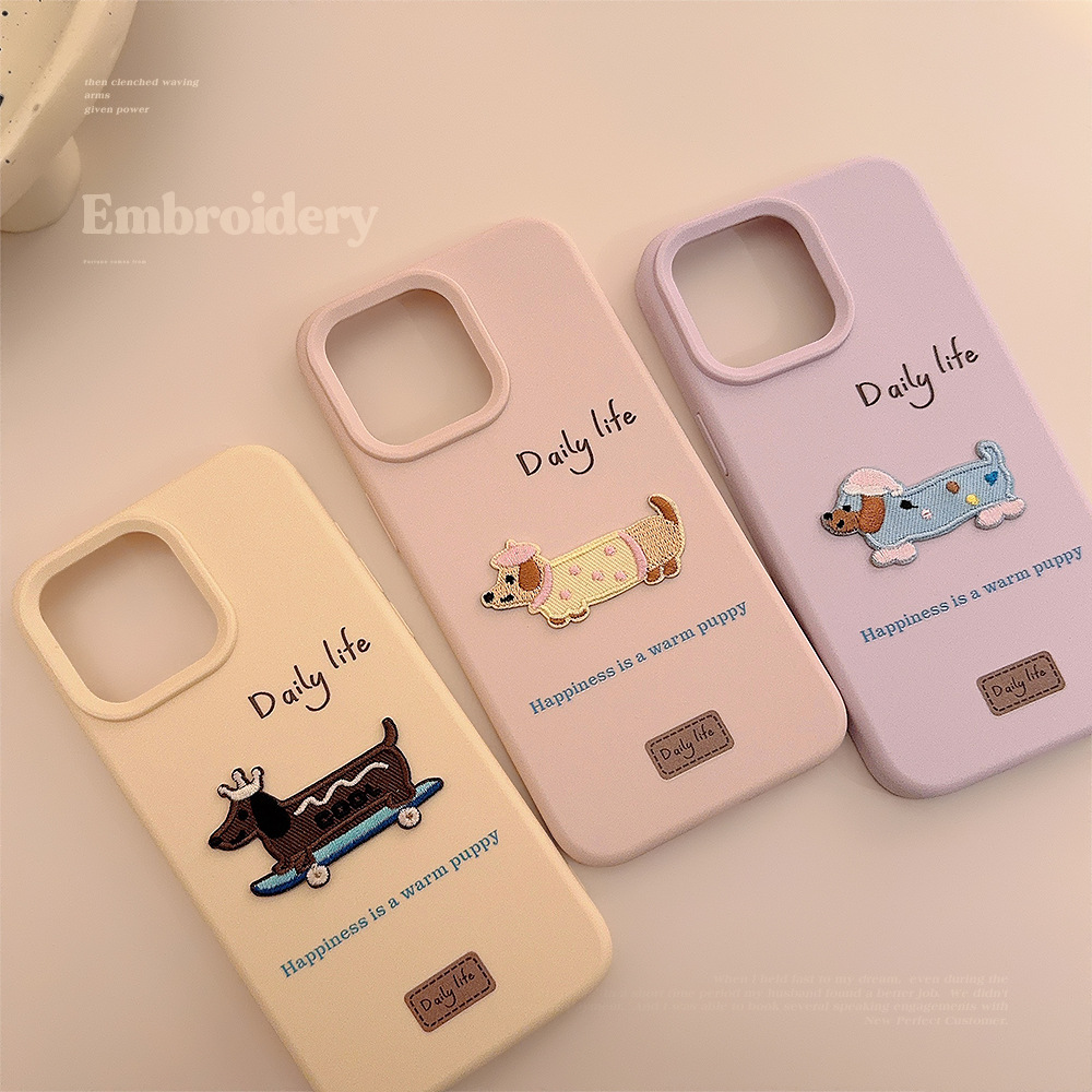 3D Dachshund Silicone Embroidered Phone Case