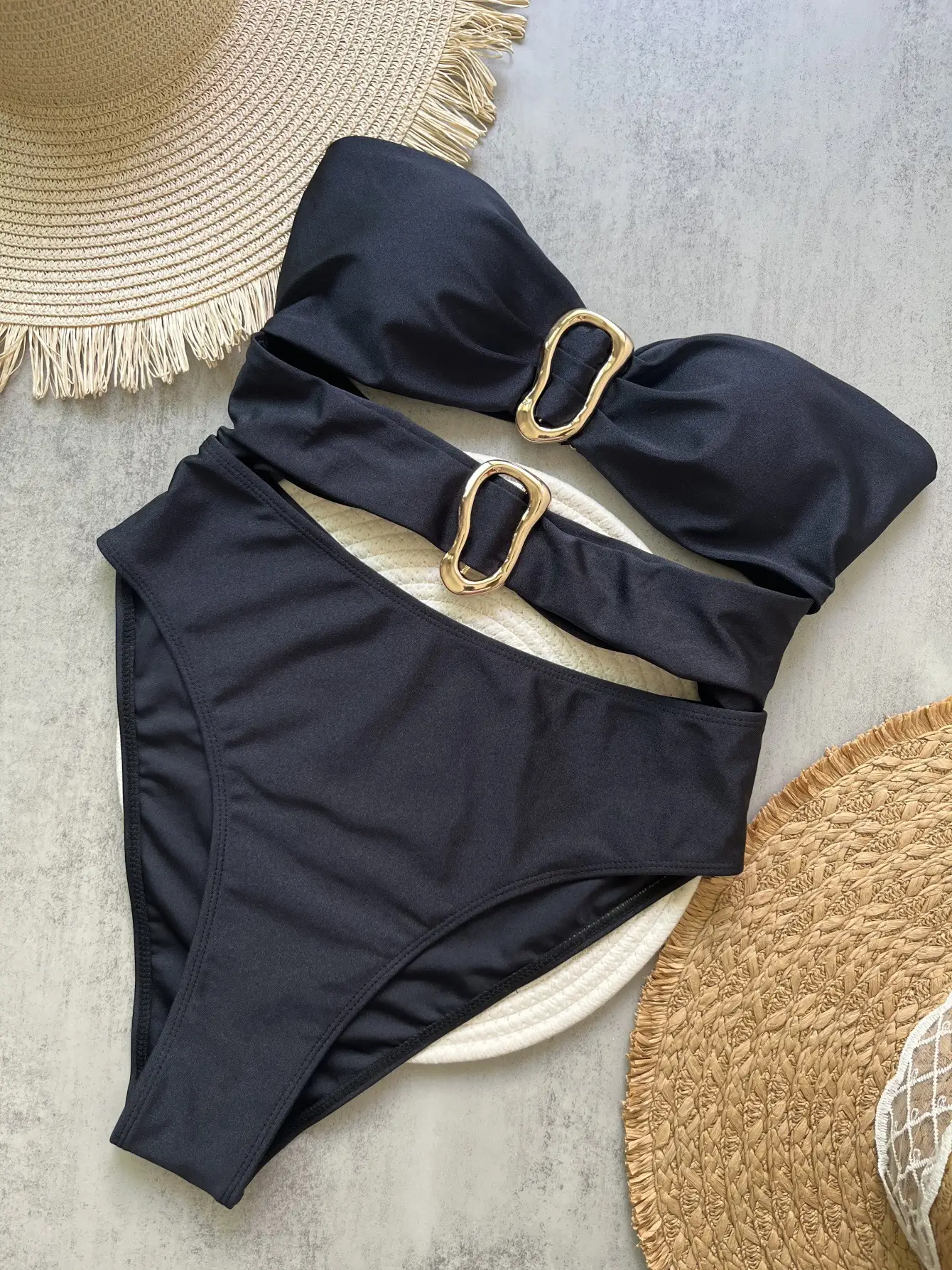 European And American Solid-color One-piece Bikini