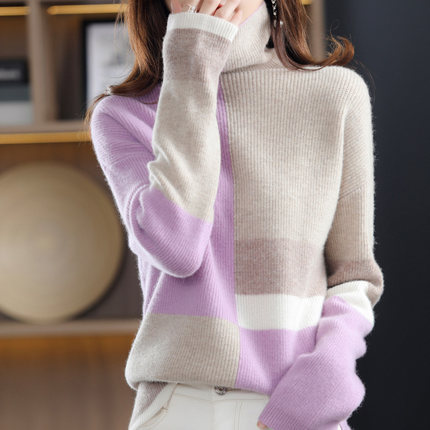 Loose Slimming Laid-back Style Knitted Bottoming Shirt Turtleneck Sweater Image 5