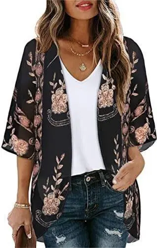 New Beach Bikini Sun Protective Blouse Vacation Chiffon Printed Cardigan - Figure 8