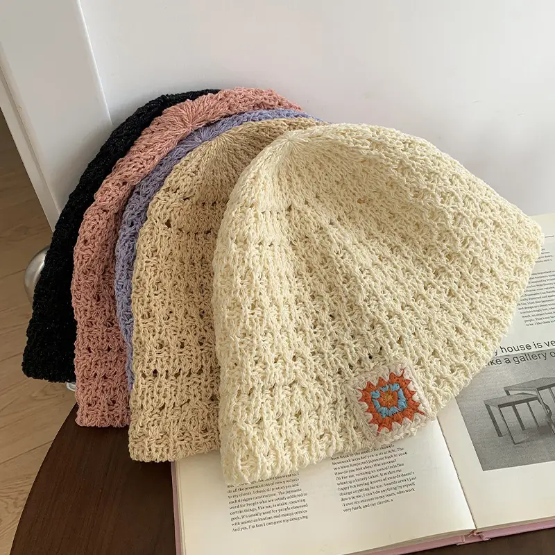Woven Bucket Hat Women's Summer Hollow Breathable Sun-proof Sun Protection