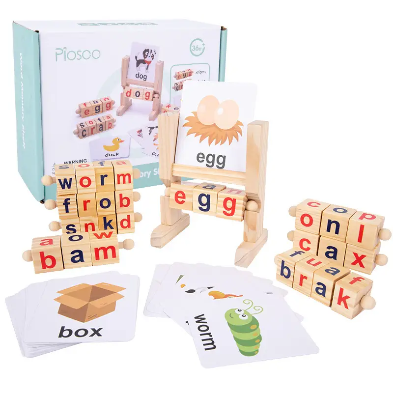 Wooden Rotating Alphabet Puzzle Reading Blocks