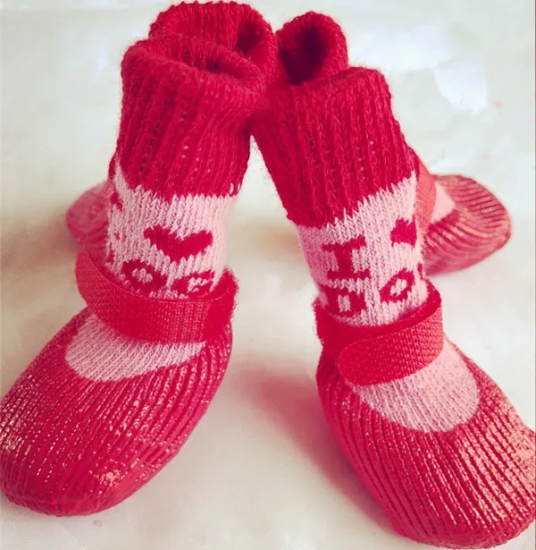 Pet Waterproof Soft Rubber Sole Socks Shoes Dog Red - Shop at LoveMi