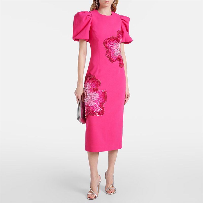 Women's Sequined 3D Floral Short-sleeve Dress