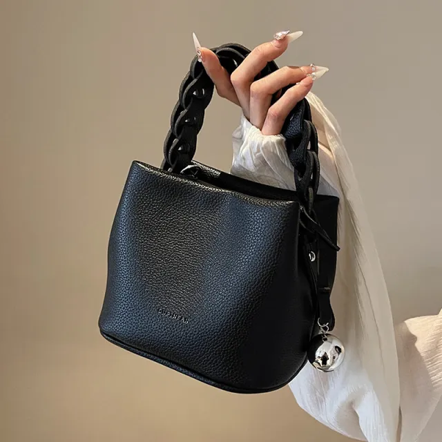 One shoulder Crossbody Design Portable Bucket Bag Black - Shop at LoveMi