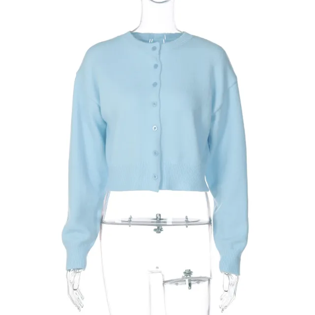 Fashionable Loose All match Short Long sleeved Sweater Blue - Shop at LoveMi