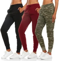 Women Yoga Jogger Pants Cotton Leisure Sports - Black Khaki Dark Camouflage - View 1