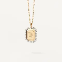 S925 Sterling Silver Twelve Constellation White Zircon Ladies' Pendant Necklace - Virgo - View 1