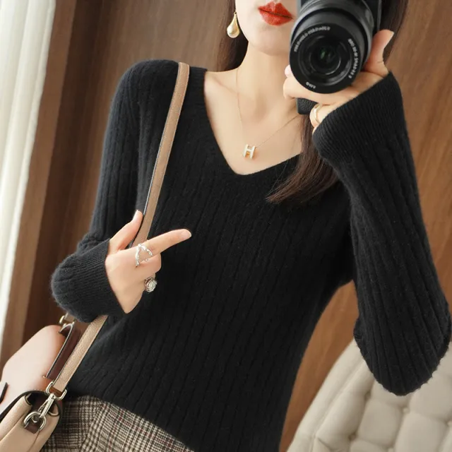 Women's Sweater All matching Pullover Bottoming Shirt Top Classic Black - Shop at LoveMi