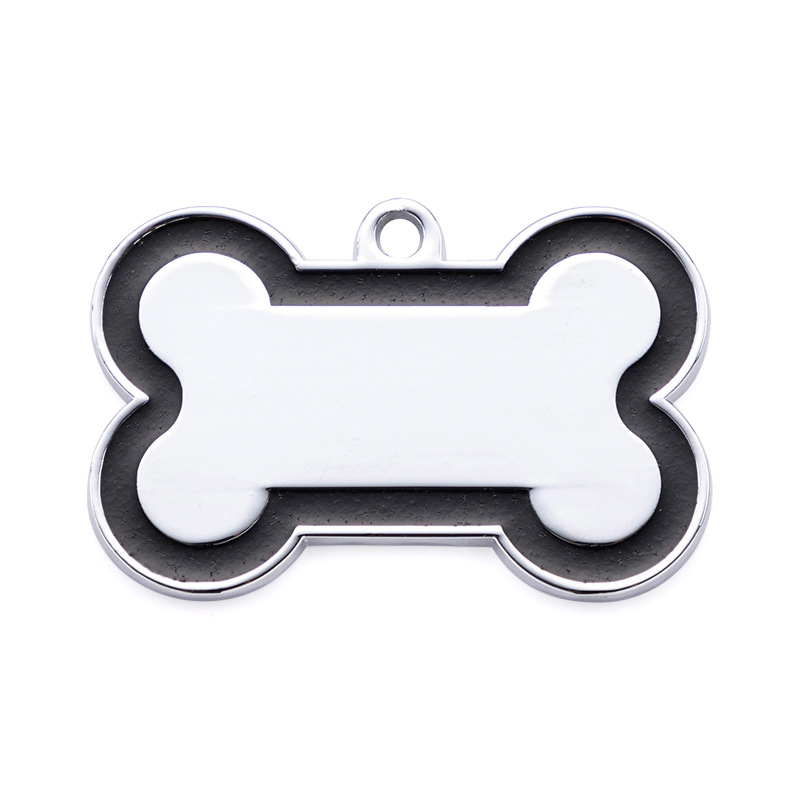 Zinc Alloy Dog Anti-lost Tag With Bone-shaped Edges And Shimmering Metallic Powder