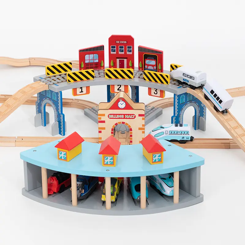 Wooden Train Track Puzzle Toy Scene