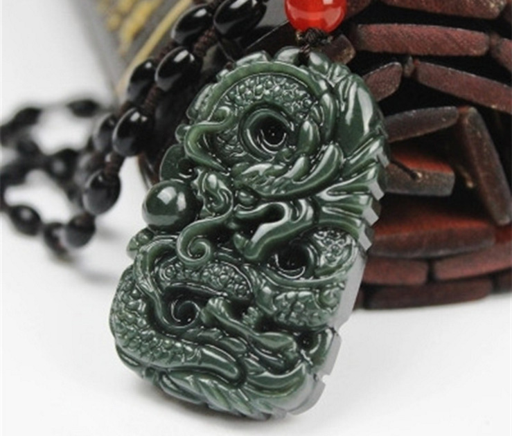 Dark Jade Gray Jade Dragon Pendant Men's Jade Pendant