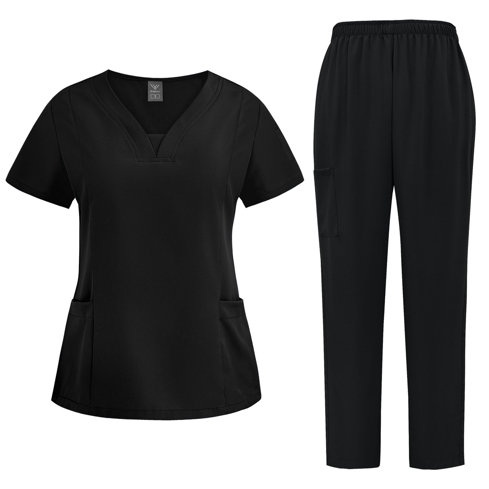 Women's Casual Loose Solid Color Nurse Workwear Set - Image 3