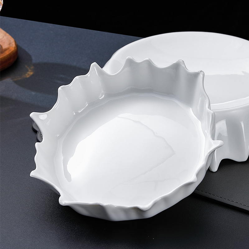 Pure White Ceramic High Leg Swing Plate Irregular