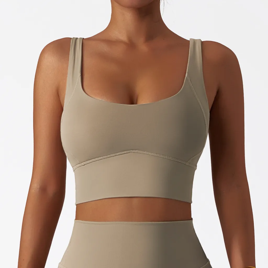 Running Sports Quick-drying Nude Feel Yoga Push Up Bras Shockproof Fitness Vest - Brown