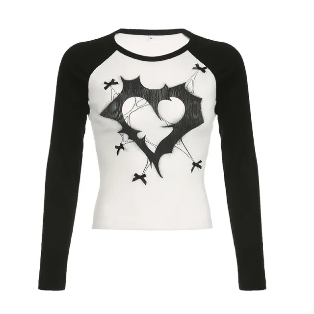 Dark Style Printed Plug in Sleeve T shirt In Contrast Color Black - Shop at LoveMi