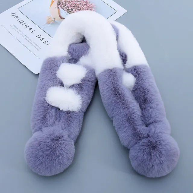 Classic Look Color Matching Plush Scarf Cross Light Gray - Shop at LoveMi