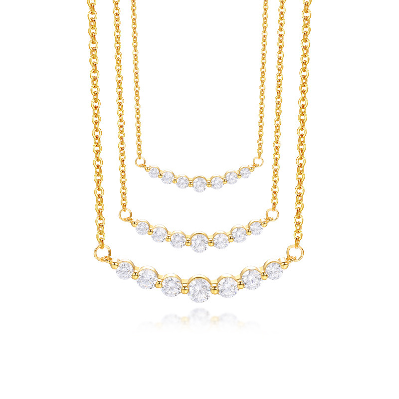 S925 Silver Single Row Inlaid Zircon Necklace Women's Stackable Clavicle Chain