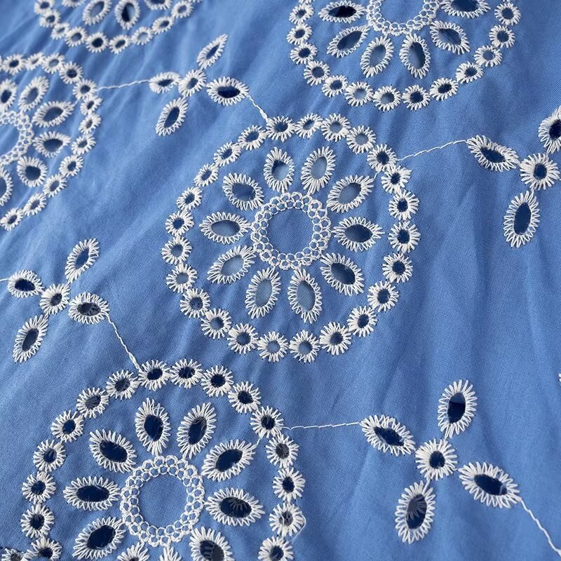 European And American Style Fashion Heavy Industry Cotton Embroidery Laminated Decoration Midi Skirt Dress