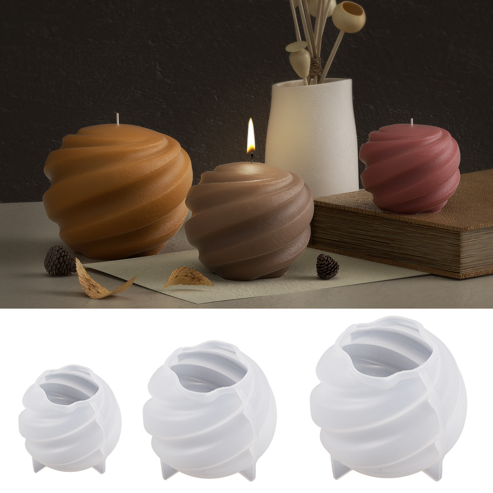 Ball Candle Mould Planet Rotating Spiral Carving Earth Ball Aromatherapy Silicone Mold