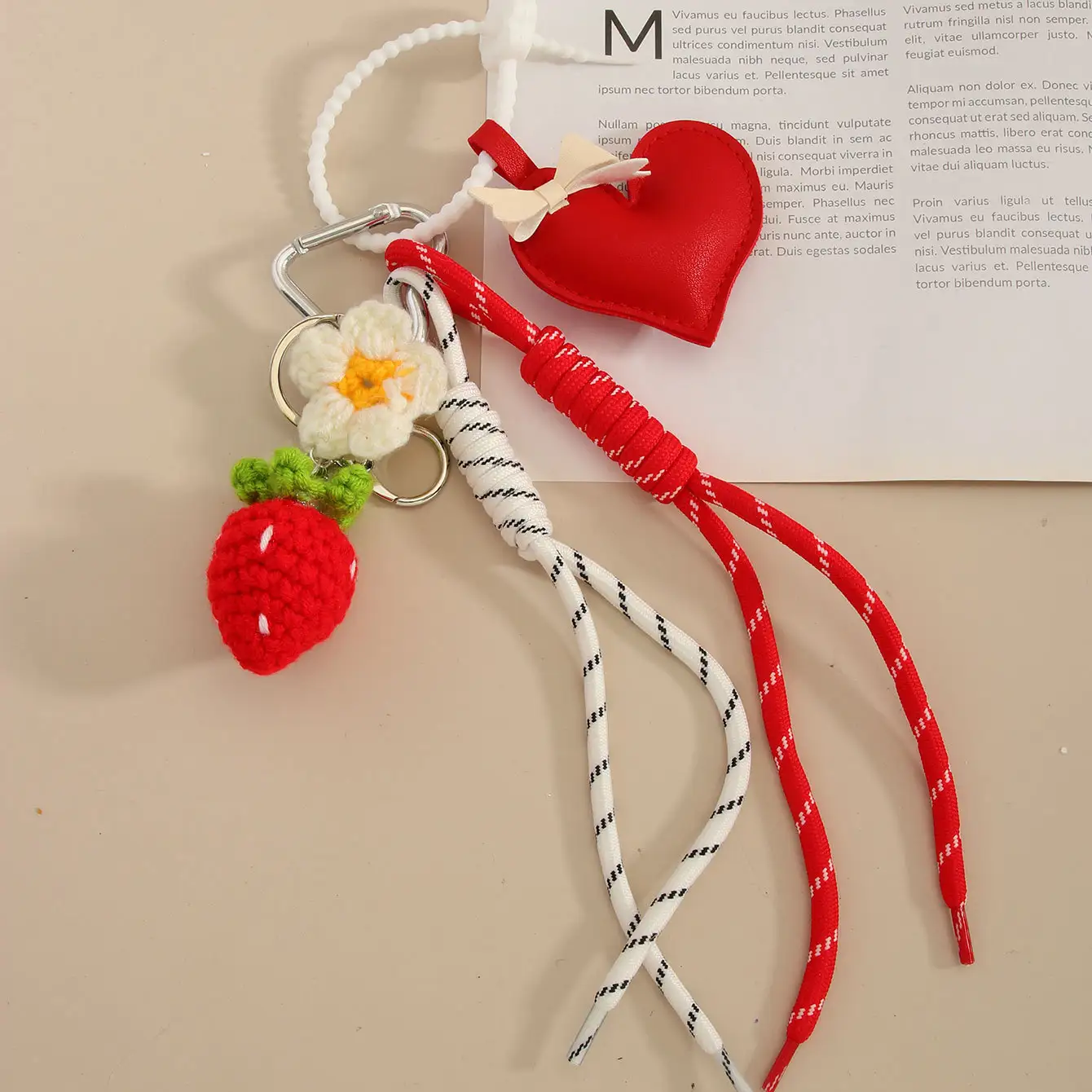 Handmade Leather Love Heart Bow Tie Bag Hanging High-grade