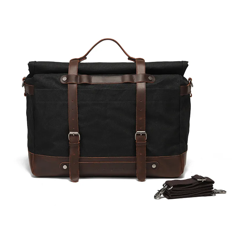 Canvas Shoulder Bag Casual Unisex Crossbody Bag - Black