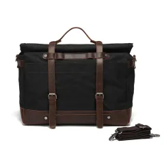Canvas Shoulder Bag Casual Unisex Crossbody Bag - Black - View 1
