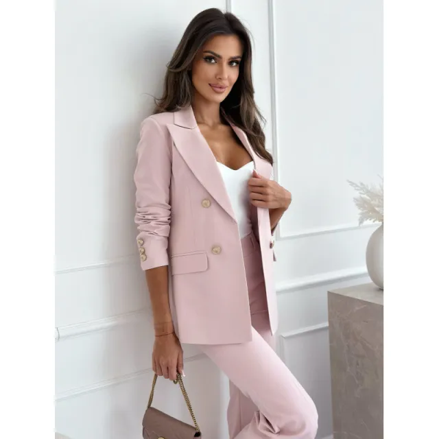 Double Breasted Solid Color Fashion Coat Pink - Shop at LoveMi