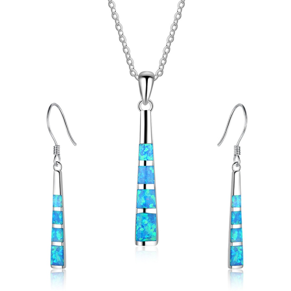 Simple Long Column Necklace Earrings