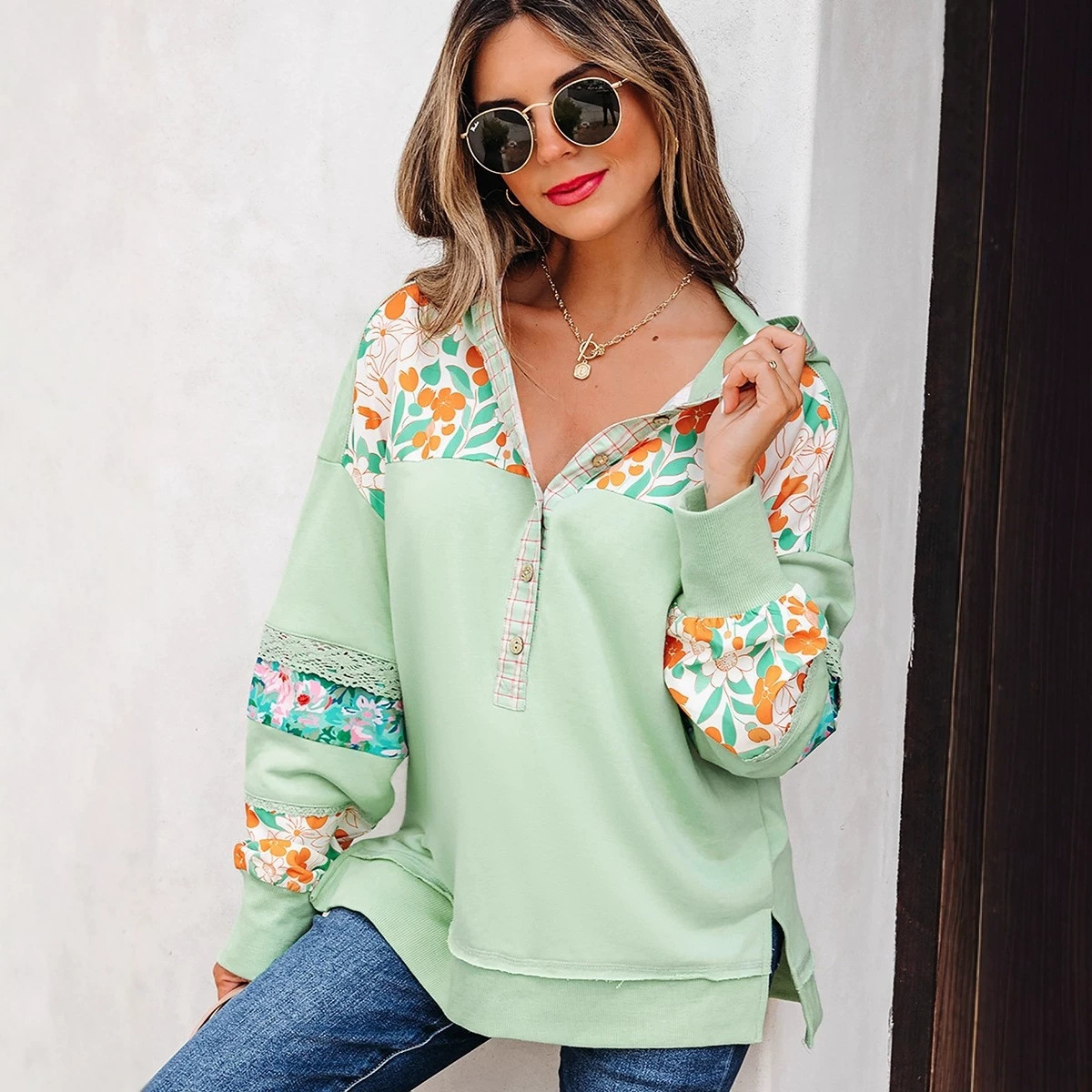 Womens Casual New Hooded Long-sleeve Top