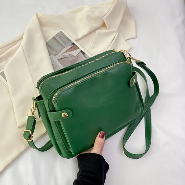 New Retro Multi layer Large Capacity Shoulder Messenger Bag Green - Shop at LoveMi