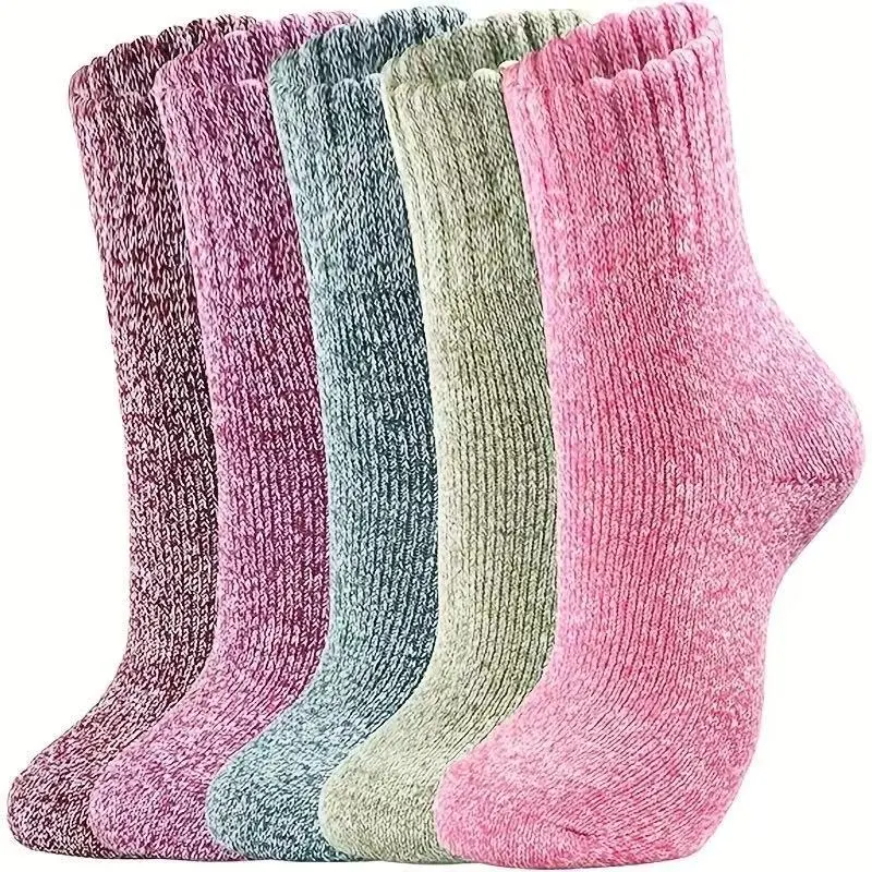 Women's Thickened Thermal Middle Tube Wool Socks - Mixed Color Delivery 1 Pair