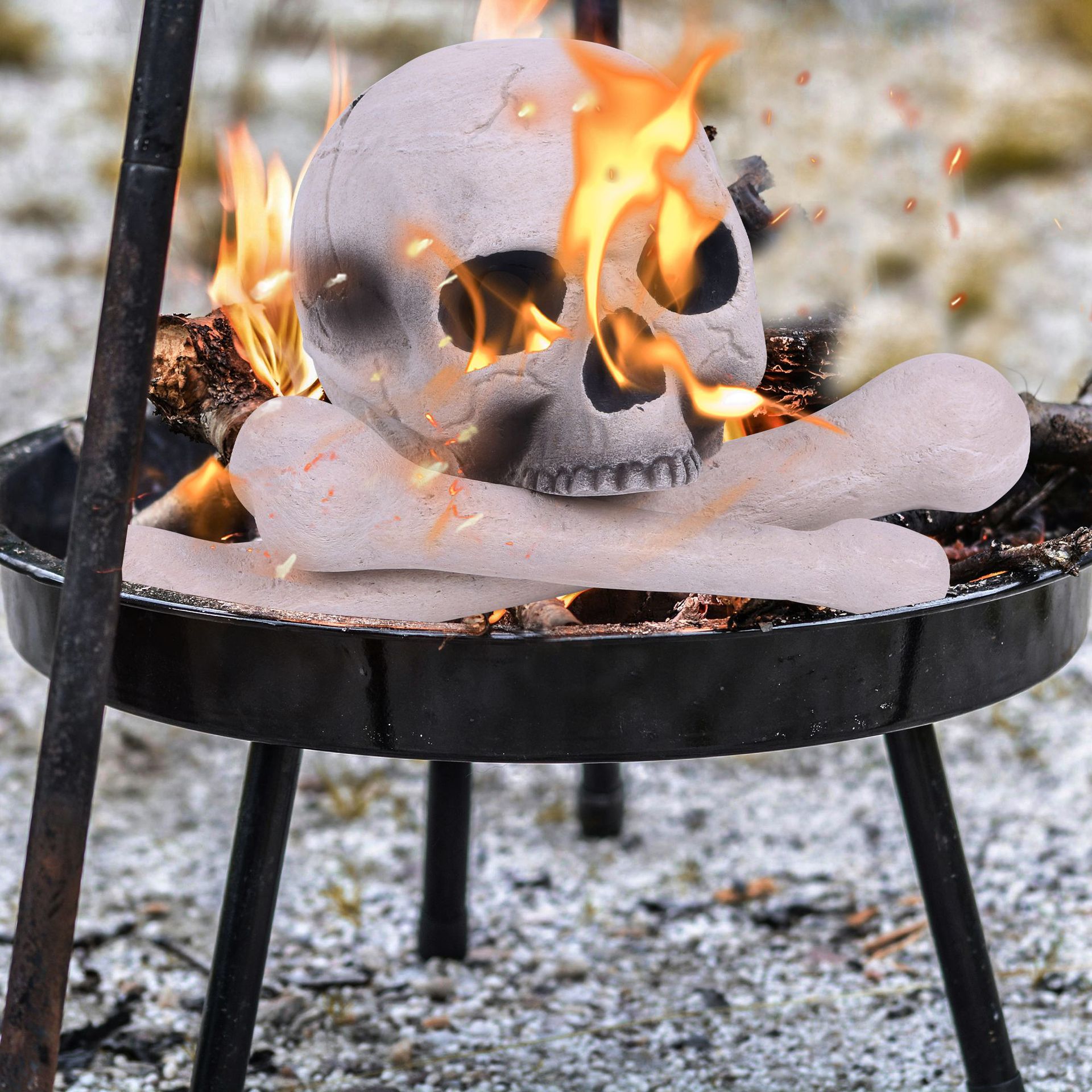 Title 6, Ceramic Skull Stove Barbecue Party Horror Decor...