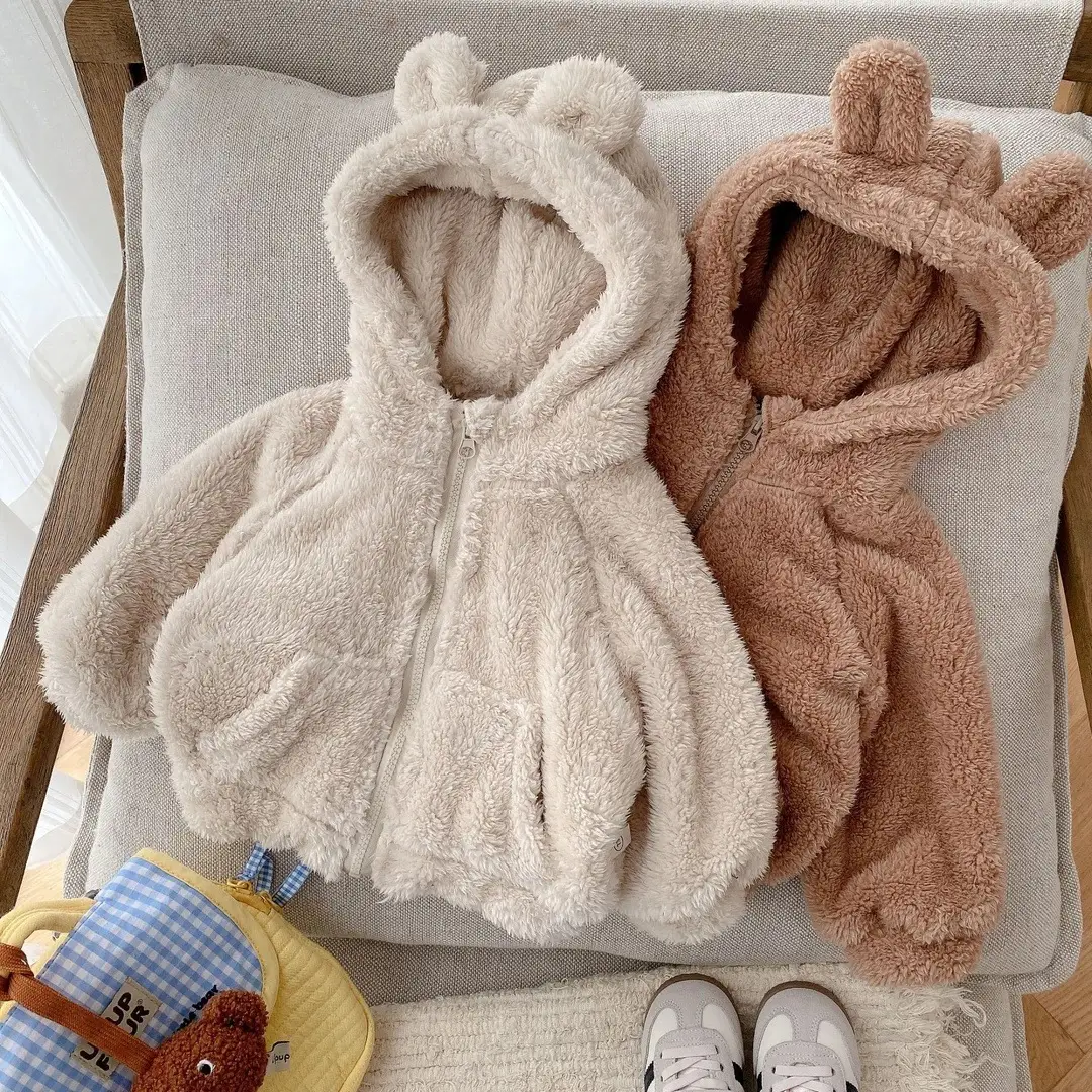 Girls Fleece-lined Extra-thick Lambswool Coat
