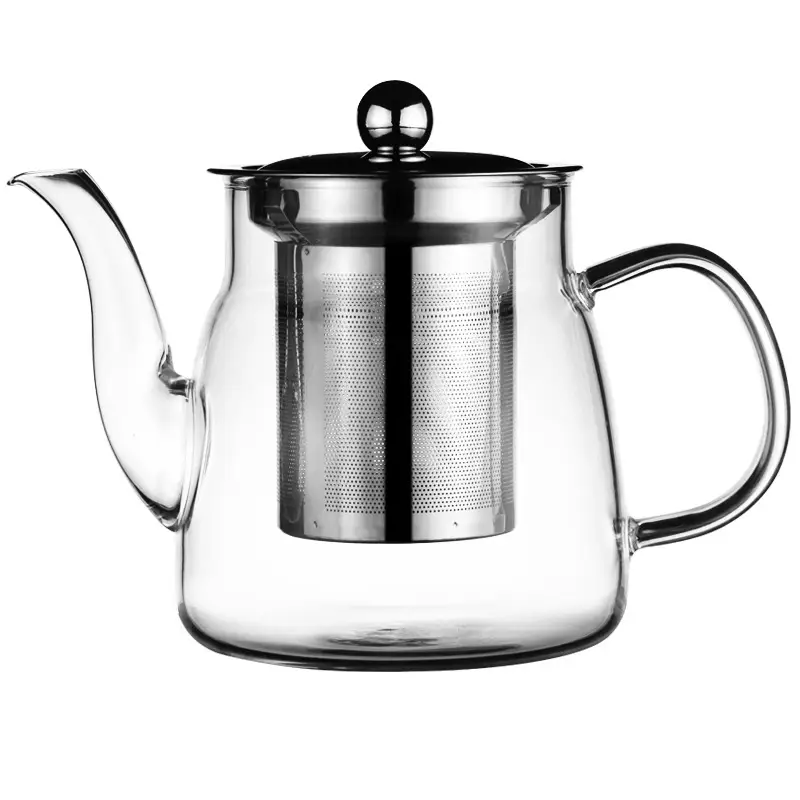 Stainless Steel Filter Liner Transparent Glass Scented Teapot