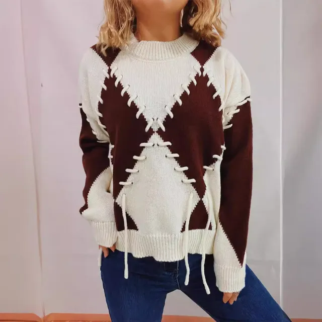 Fashion Personality Knitted Pullover Sweater Women Beige - Shop at LoveMi