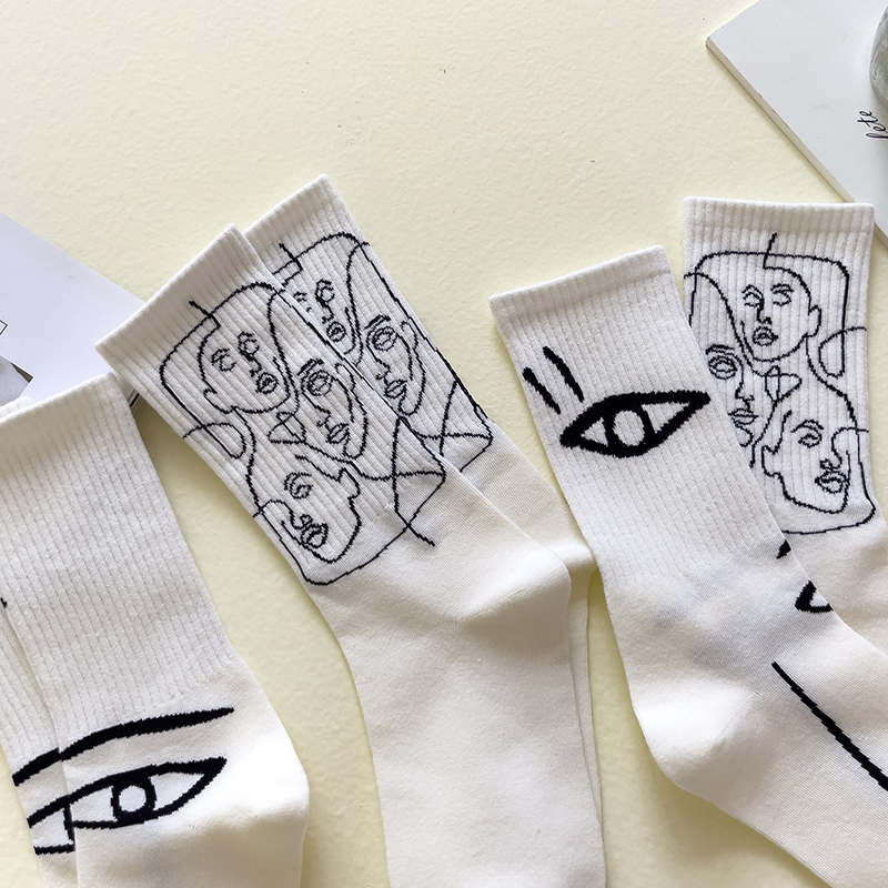 Title 2, Boneless Suture Abstract Lines Tube Socks