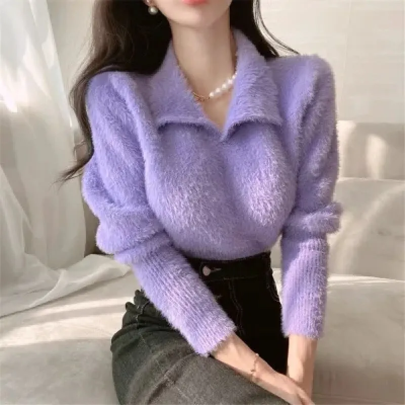 Fashion Temperament Western Style All-match Chic Women's Sweater - Purple