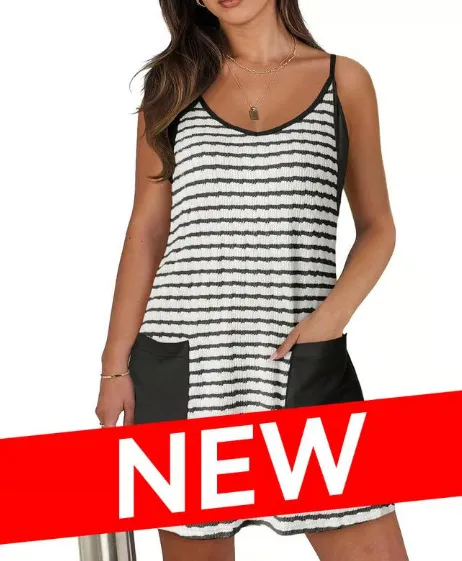 Women's Printed Sling Top One piece Shorts Jumpsuit Casual Suit Black - Shop at LoveMi
