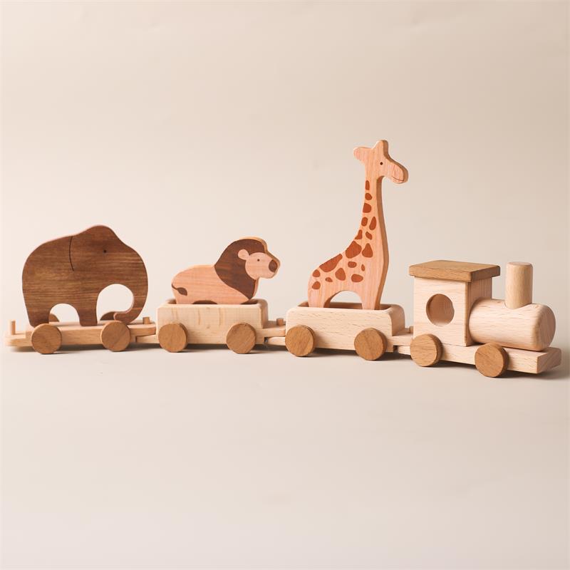 Wooden Pull-Along Cart Childrens Assembly Building Block Toy