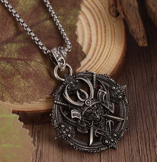 Samurai Devil Pendant Necklace Men's Trendy Jewelry Gift