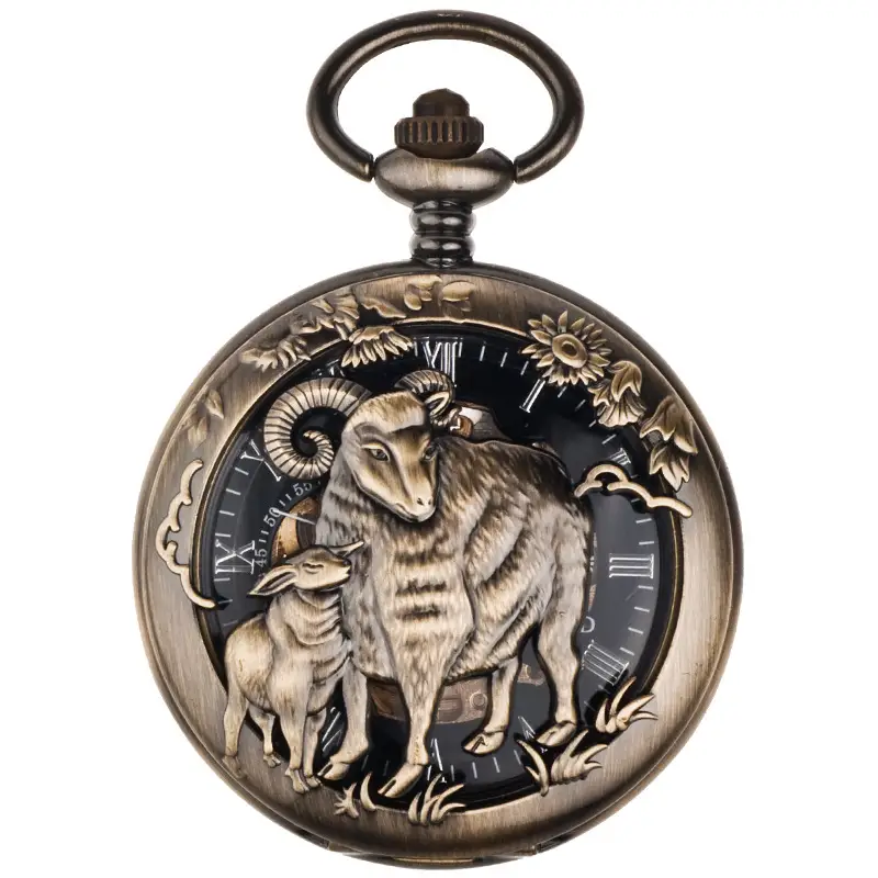 12-zodiac-animal Relief Mechanical Skeleton Watch With Roman Numeral Dial